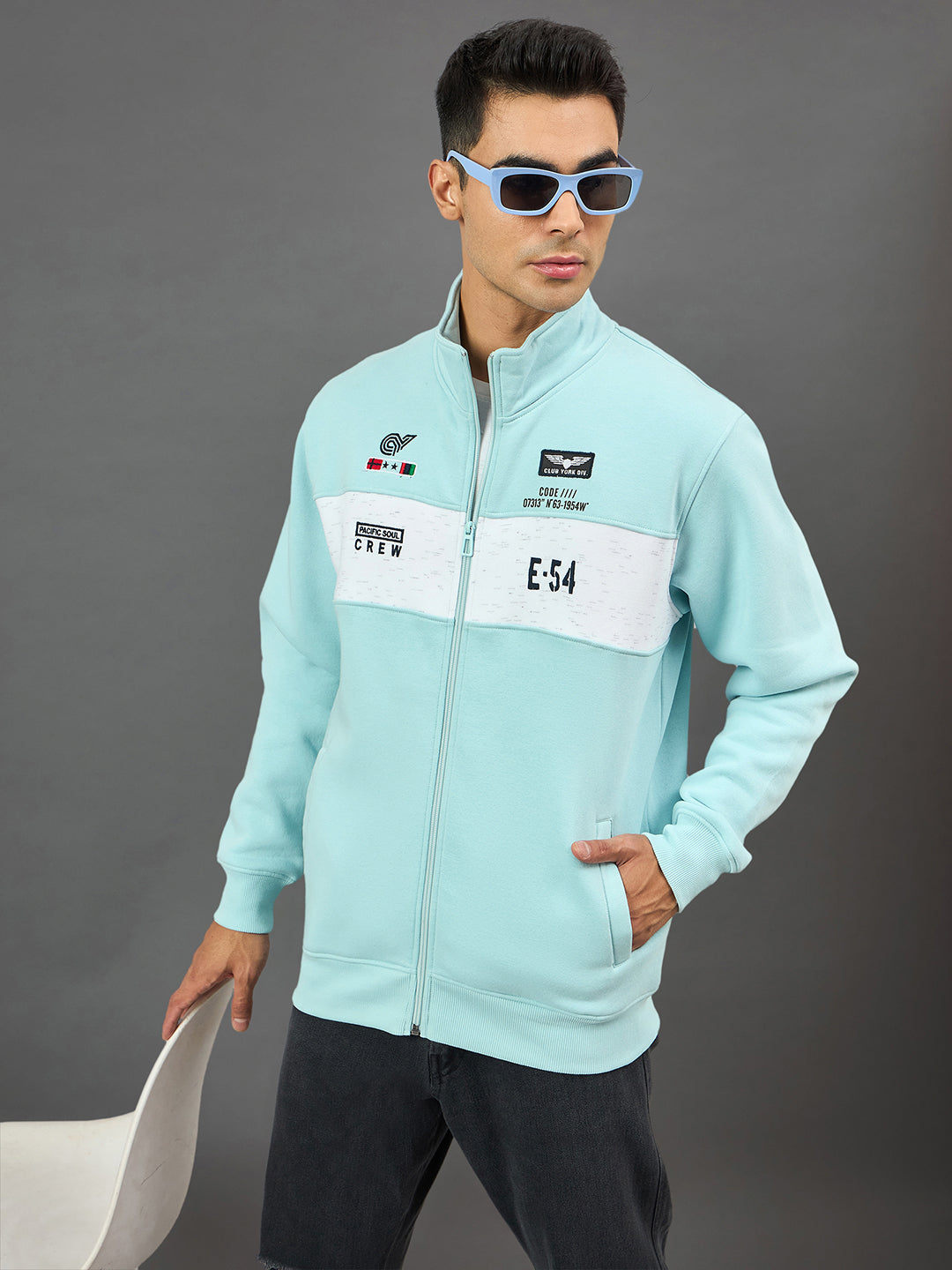 Sky Blue Colorblocked Sweatshirt