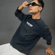 Navy Printed Sweatshirt