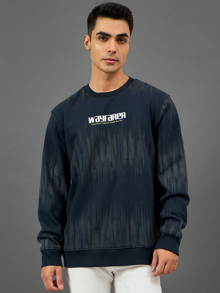 Navy Printed Sweatshirt
