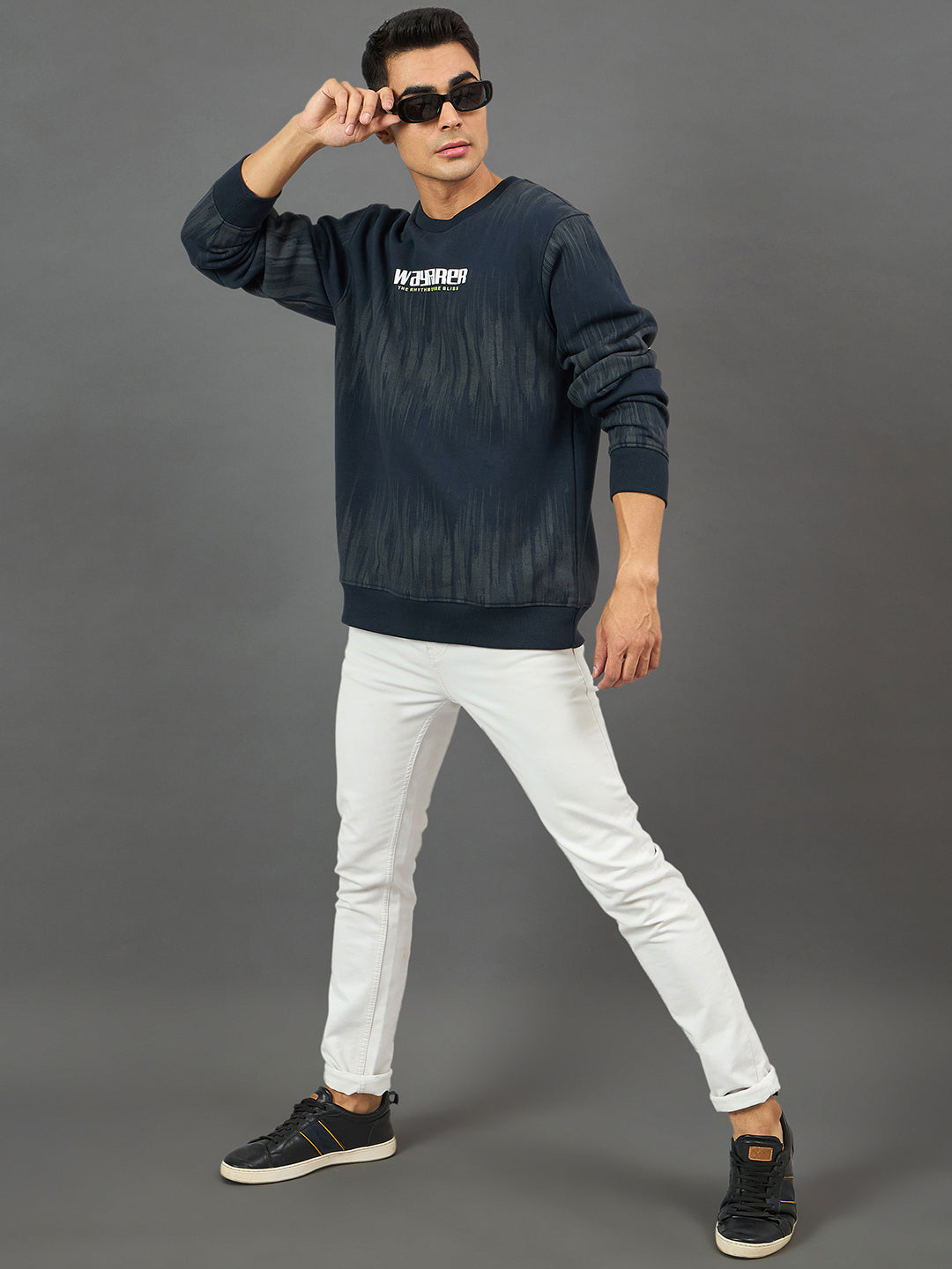 Navy Printed Sweatshirt