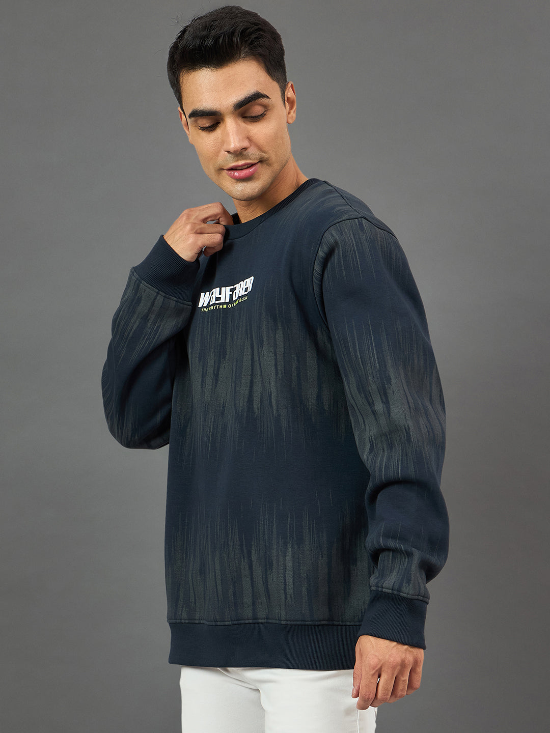 Navy Printed Sweatshirt