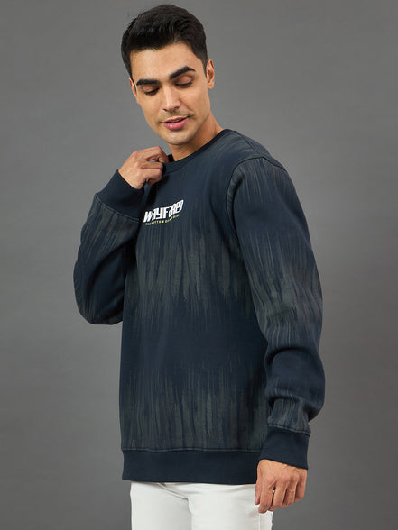Navy Printed Sweatshirt