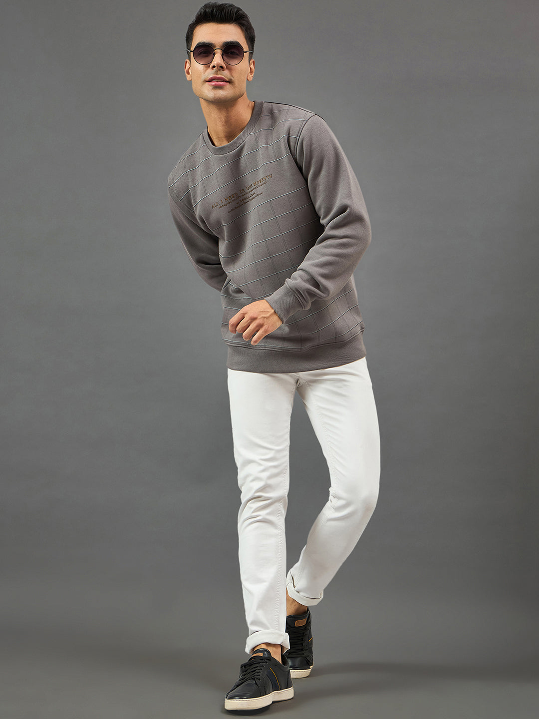 Grey Checks Sweatshirt