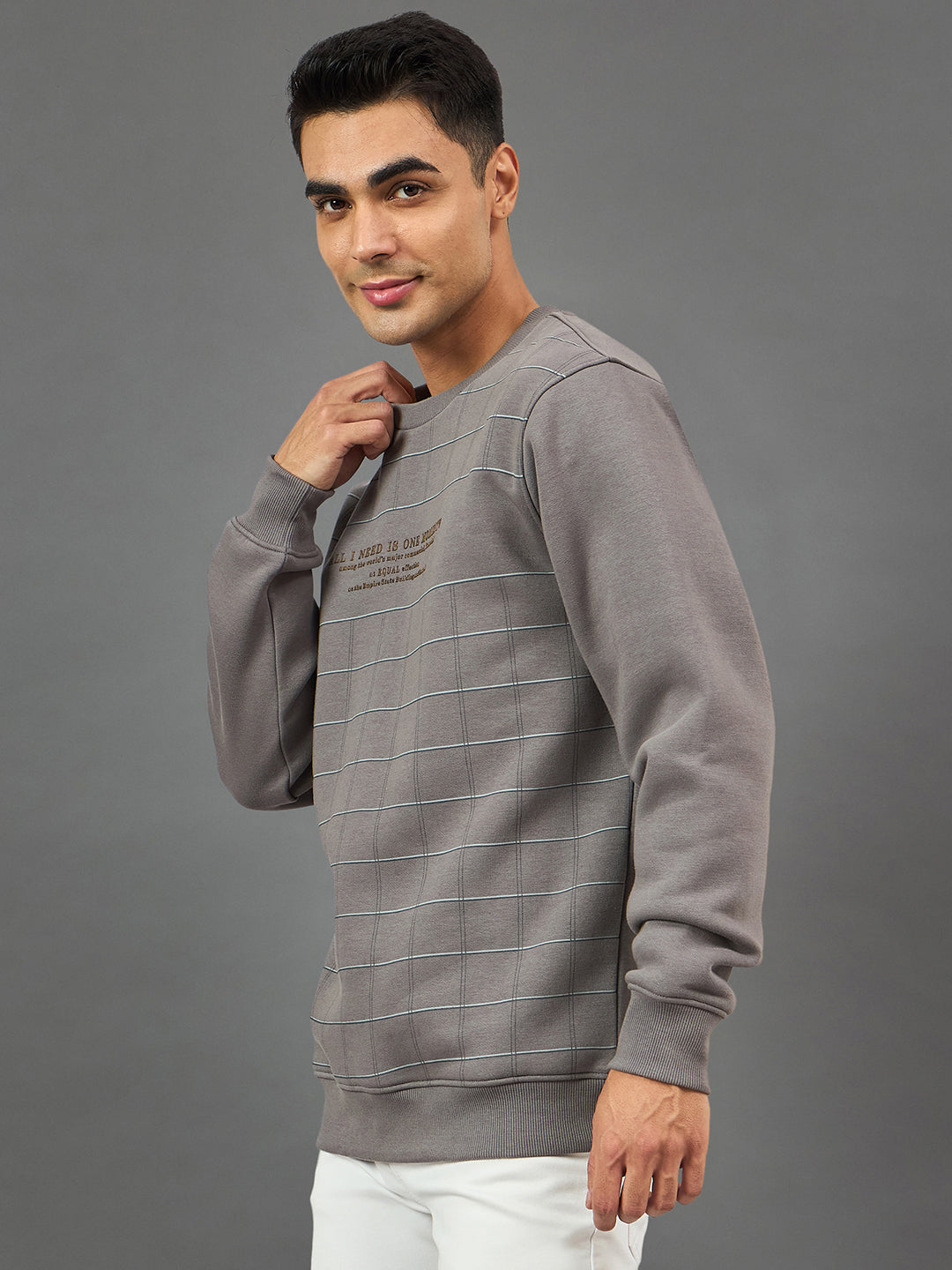 Grey Checks Sweatshirt
