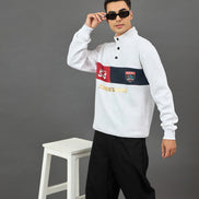 White Colorblocked Sweatshirt