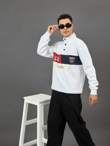 White Colorblocked Sweatshirt