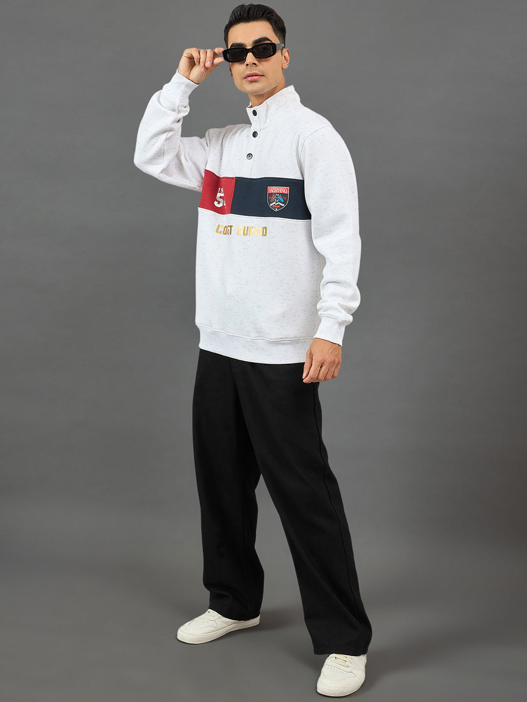 White Colorblocked Sweatshirt