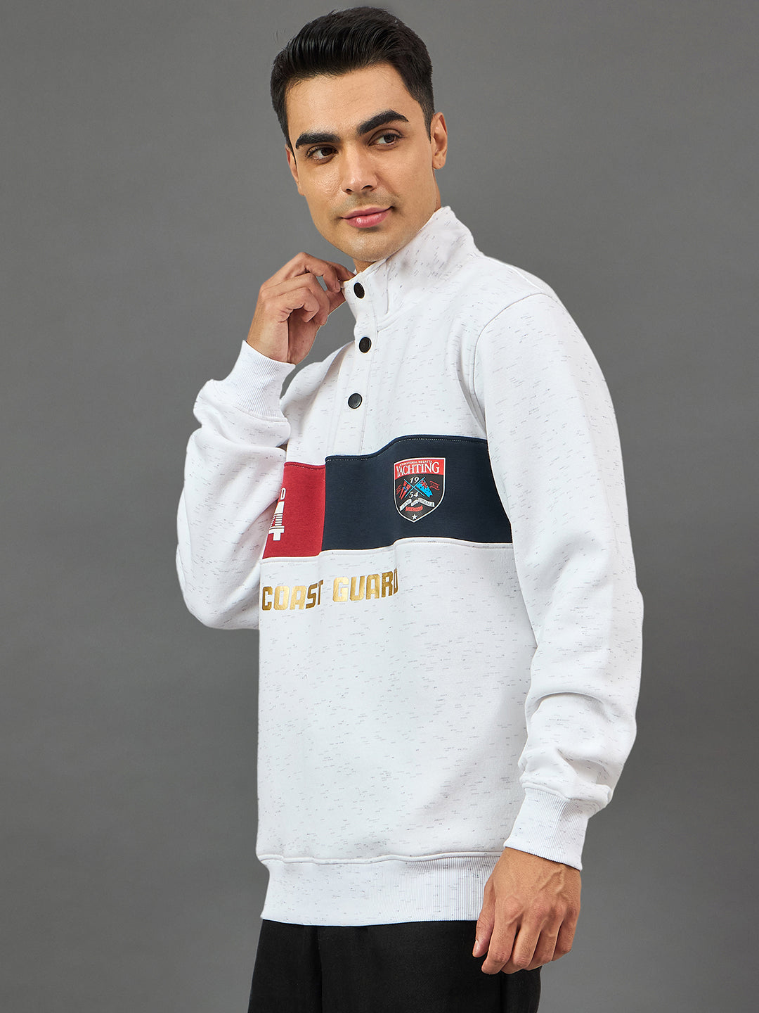 White Colorblocked Sweatshirt