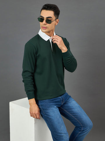 Bottle Green Solid Sweatshirt