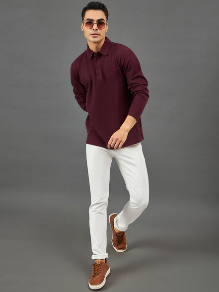 Maroon Solid Sweatshirt