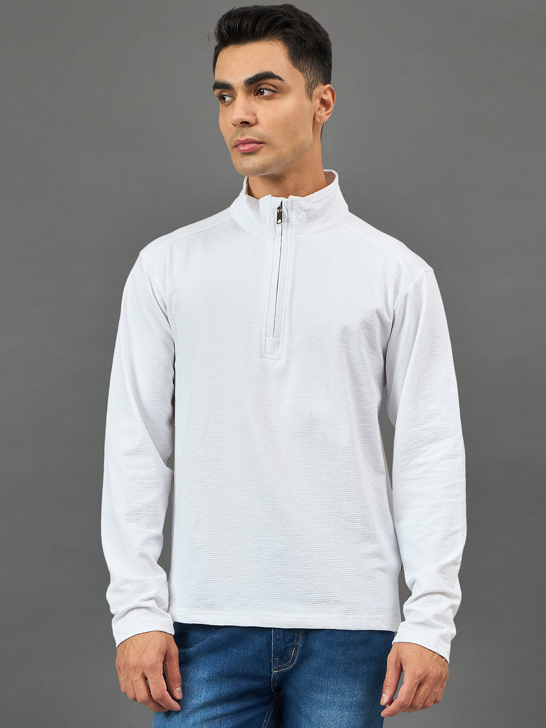 White Solid Sweatshirt