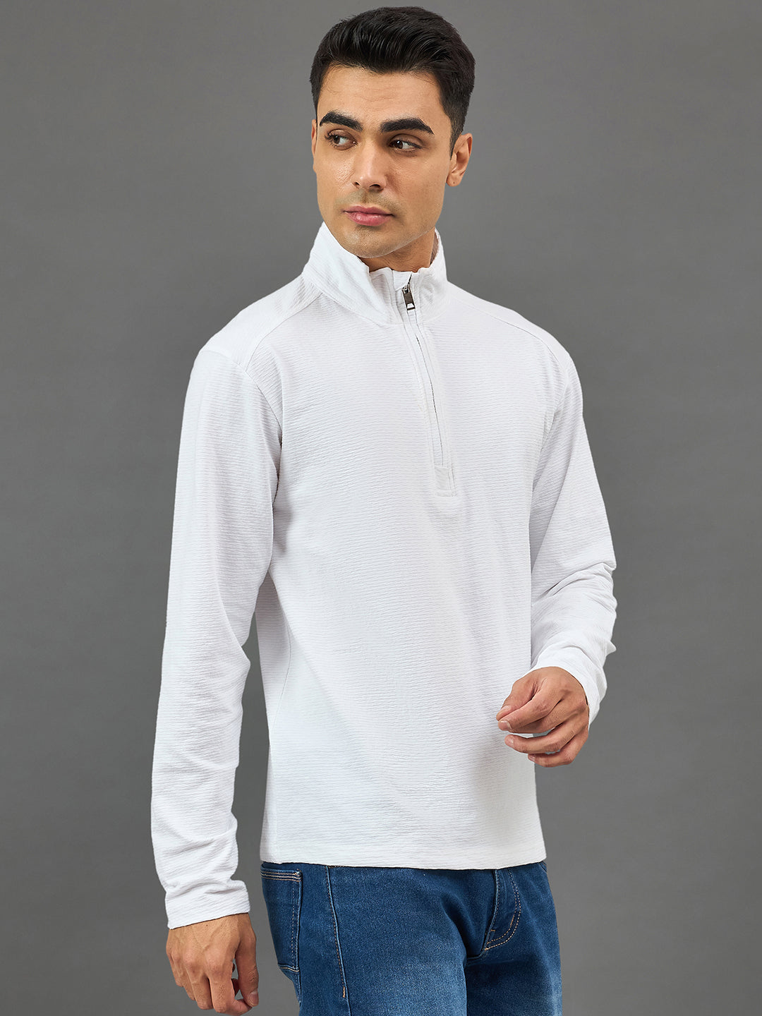 White Solid Sweatshirt