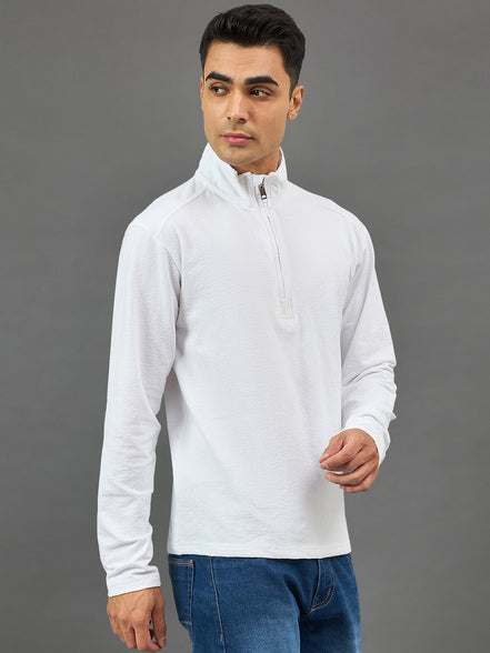 White Solid Sweatshirt