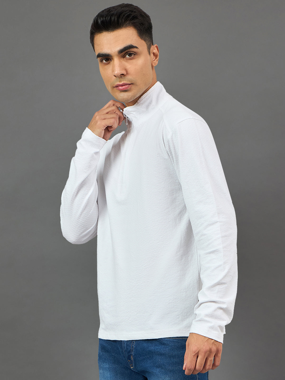 White Solid Sweatshirt