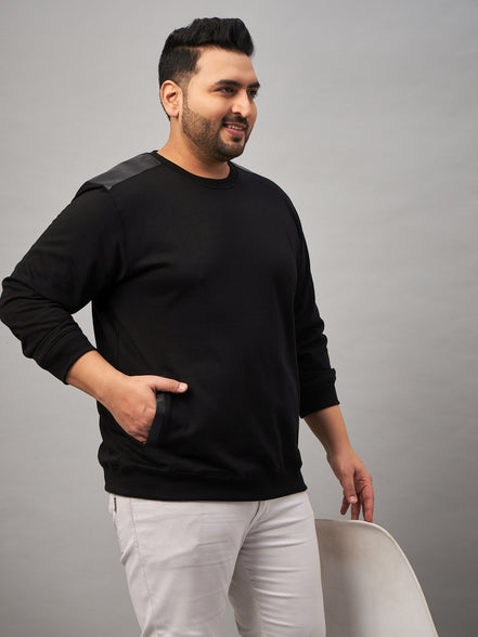 Black Round Neck Plus active Sweatshirt