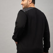 Black Round Neck Plus active Sweatshirt