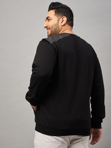 Black Round Neck Plus active Sweatshirt