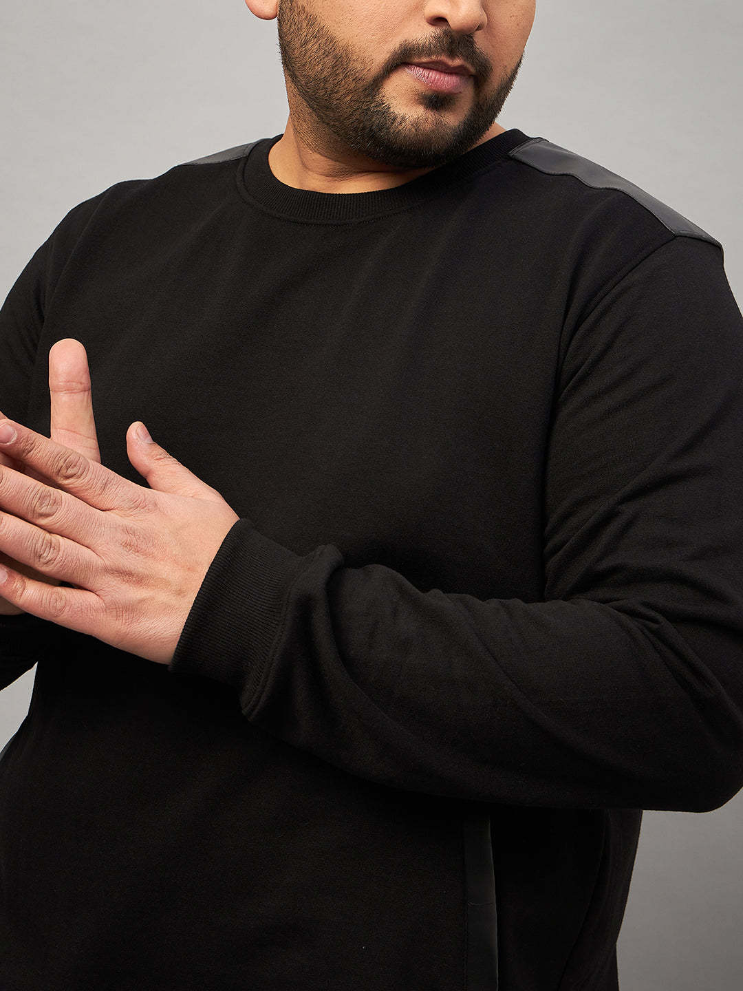Black Round Neck Plus active Sweatshirt