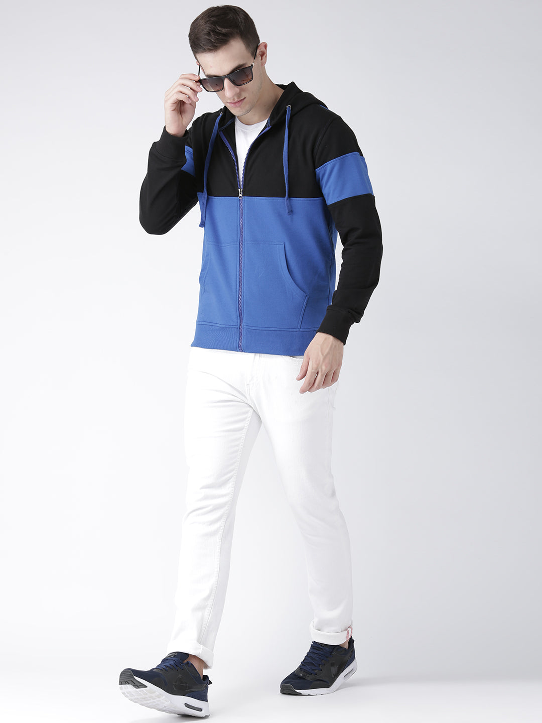 Blue  Black Hooded Sweatshirt