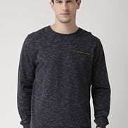 Navy Blue Self Design Sweatshirt