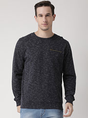 Navy Blue Self Design Sweatshirt