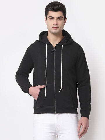 Black Hooded Cotton Sweatshirt