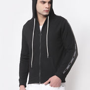 Black Hooded Cotton Sweatshirt