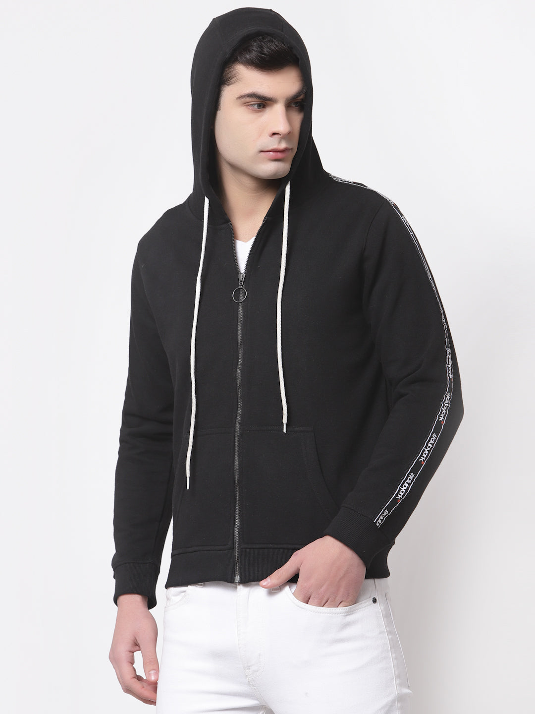 Black Hooded Cotton Sweatshirt