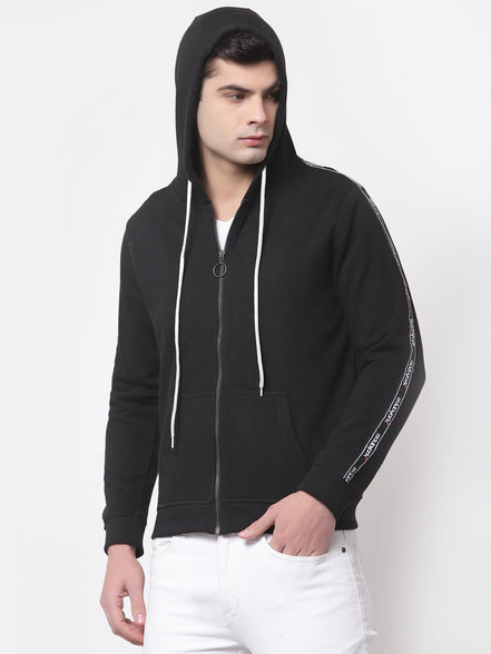 Black Hooded Cotton Sweatshirt