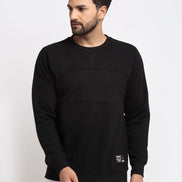 Black Colourblocked Round Neck Sweatshirt