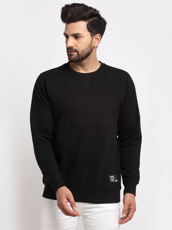 Black Colourblocked Round Neck Sweatshirt