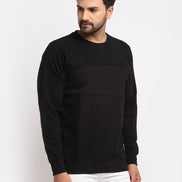 Black Colourblocked Round Neck Sweatshirt