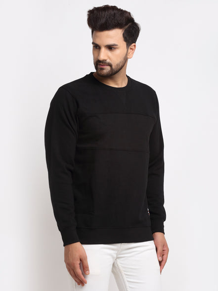 Black Colourblocked Round Neck Sweatshirt