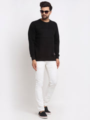 Black Colourblocked Round Neck Sweatshirt
