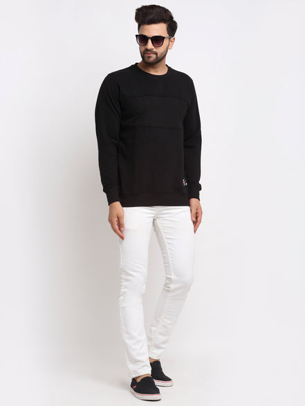 Black Colourblocked Round Neck Sweatshirt