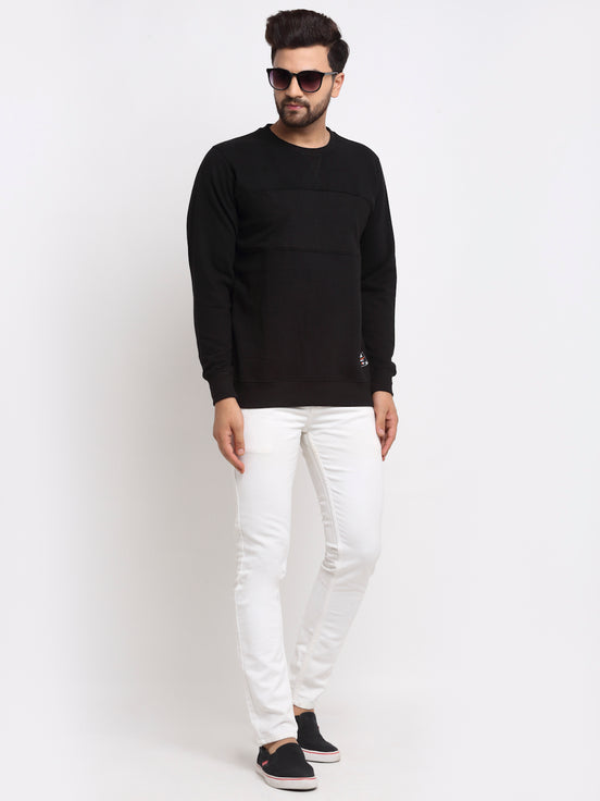 Black Colourblocked Round Neck Sweatshirt