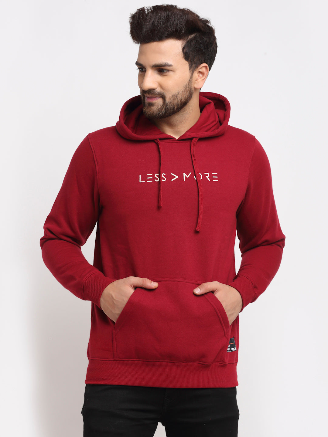 Maroon Typography Print Hooded Sweatshirt