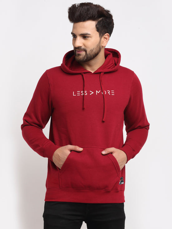 Maroon Typography Print Hooded Sweatshirt
