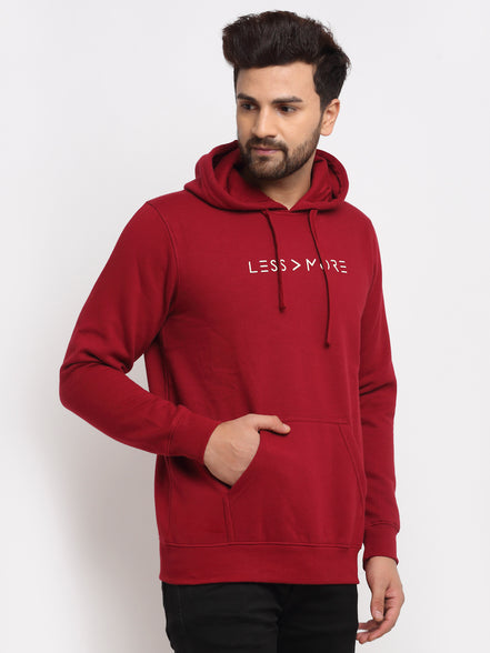 Maroon Typography Print Hooded Sweatshirt