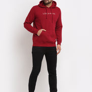 Maroon Typography Print Hooded Sweatshirt