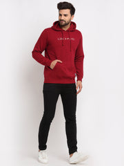 Maroon Typography Print Hooded Sweatshirt