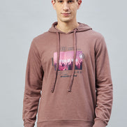 Mauve Printed Hooded Sweatshirt