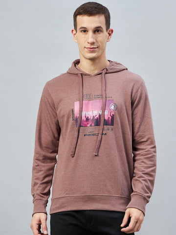 Mauve Printed Hooded Sweatshirt