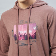 Mauve Printed Hooded Sweatshirt