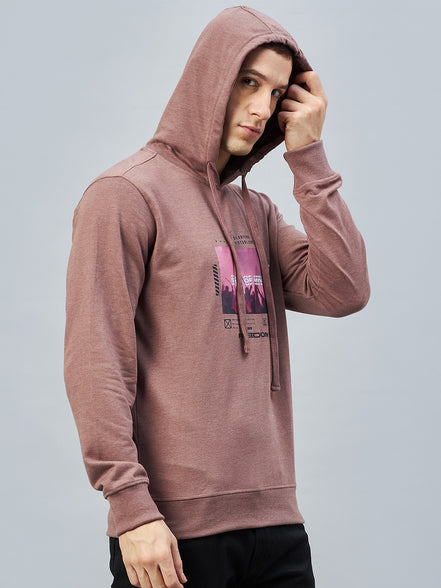 Mauve Printed Hooded Sweatshirt