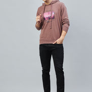 Mauve Printed Hooded Sweatshirt