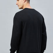 Black Printed Full Sleeve Round Neck Sweatshirt