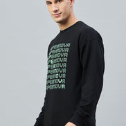 Black Printed Full Sleeve Round Neck Sweatshirt