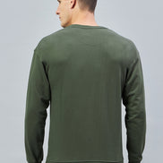 Olive Printed Full Sleeve Round Neck Sweatshirt