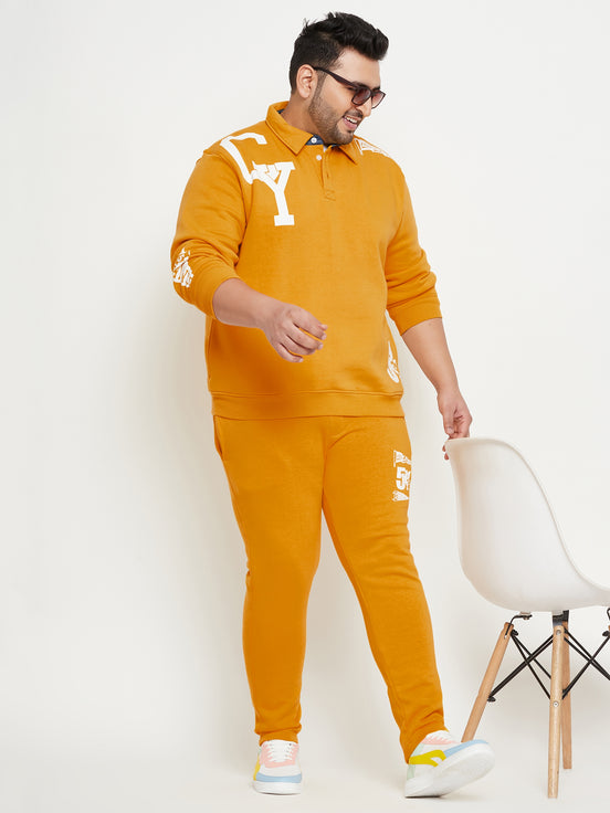 Mustard Polo Neck Plus Size Sweatshirt